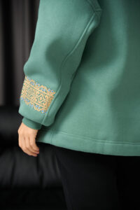 Тепле жіноче Худі OVERSIZE з Вишивкою Темна М'ята 7