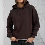 Худі жіноче з петлі вишивка SPICY MOOD ШОКОЛАДНИЙ