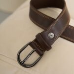 Жіночий шкіряний ремінь з строчкою Шоколадний