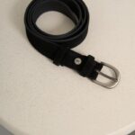 Жіночий замшевий ремінь Чорний з металевою пряжкою