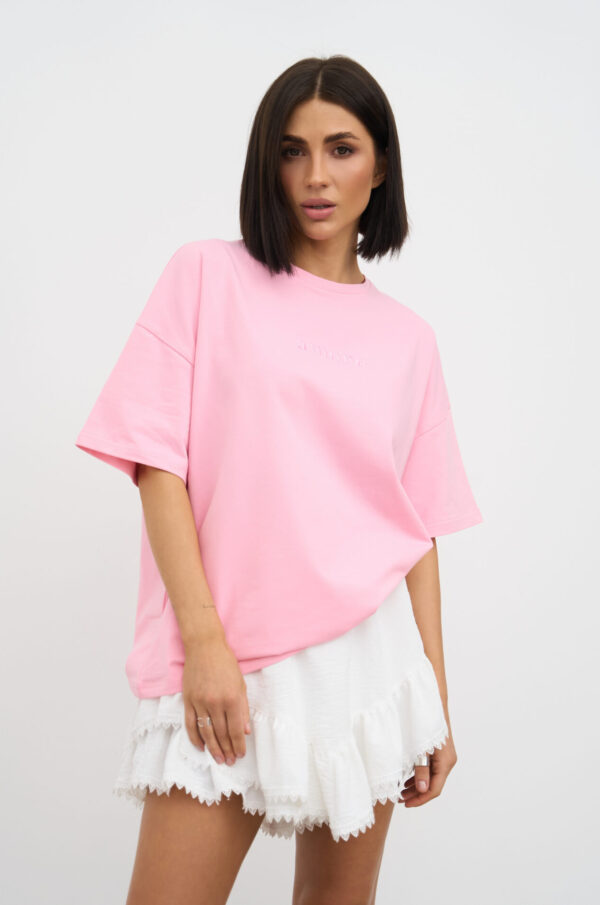 Футболка OVERSIZE з Вишивкою AMORE Рожевий