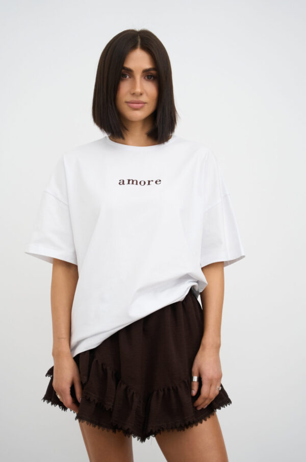 Футболка OVERSIZE з Вишивкою AMORE Білий