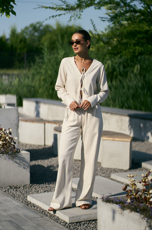 Костюм Selina Палаццо + сорочка льон бежевий