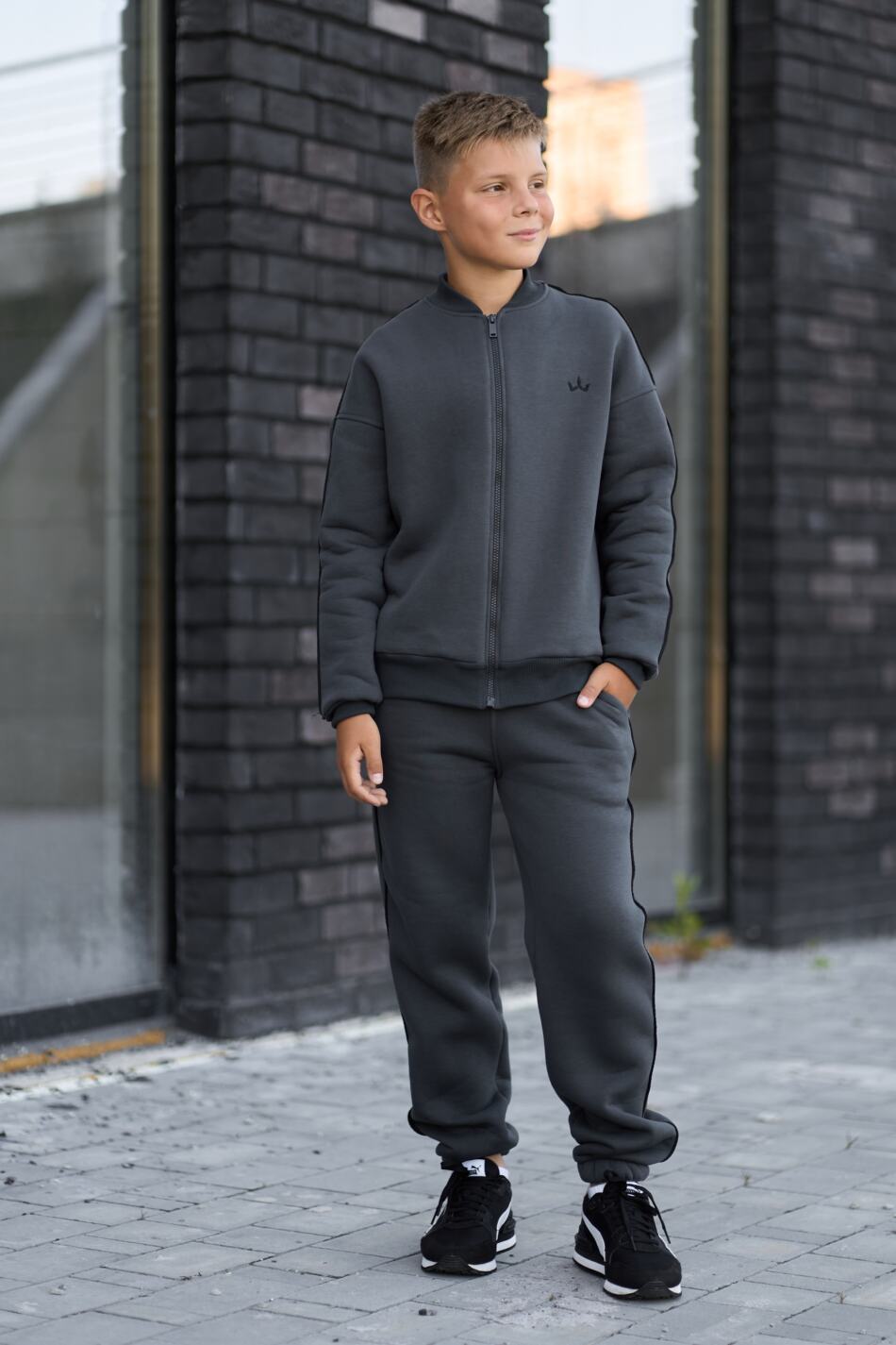 Теплий Спортивний дитячий костюм Fleece Sky Графіт - Зображення 3