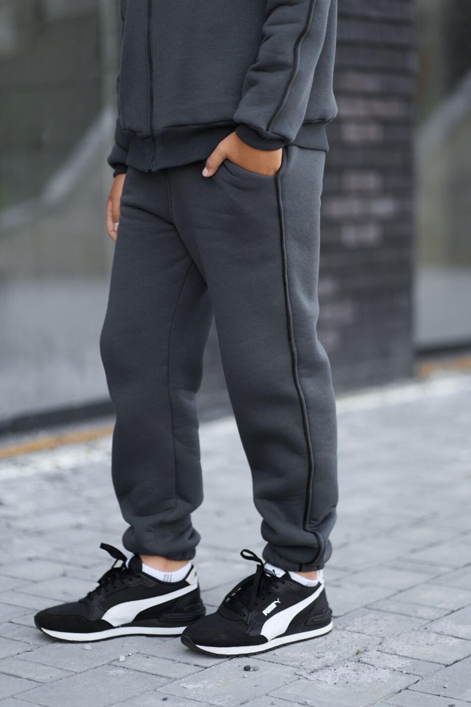 Теплий Спортивний дитячий костюм Fleece Sky Графіт - Зображення 9