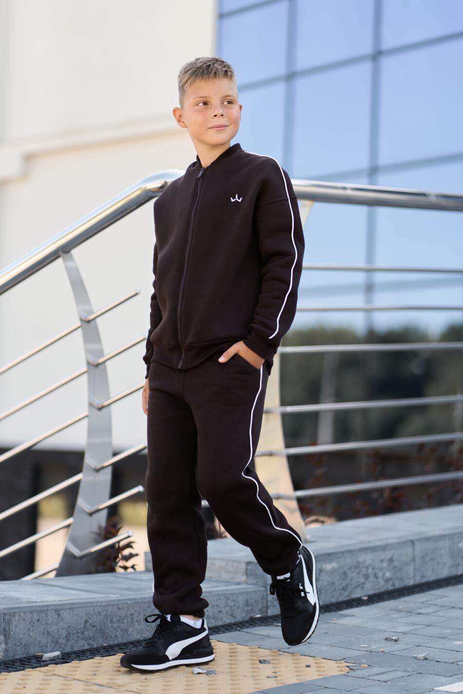 Теплий Спортивний дитячий костюм Fleece Sky Шоколадний - Зображення 1