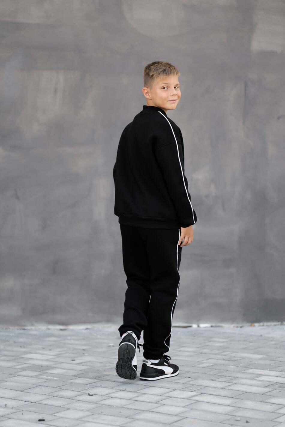 Теплий Спортивний дитячий костюм Fleece Sky Чорний - Зображення 15