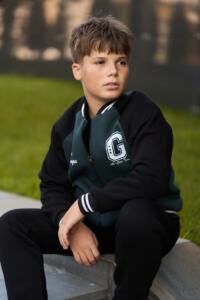 Теплий дитячий костюм Champion Бомбер + джогери Чорний+Зелений - Зображення 2