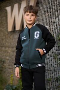 Теплий дитячий костюм Champion Бомбер + джогери Чорний+Зелений - Зображення 14