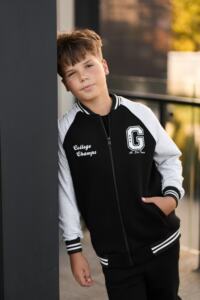 Теплий дитячий костюм Champion Бомбер + джогери Чорний+Меланж - Зображення 10