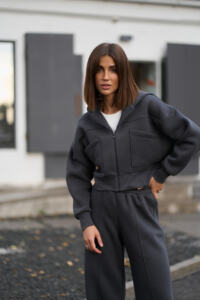 Теплий жіночий костюм з палаццо SOPHIA Графіт - Зображення 5