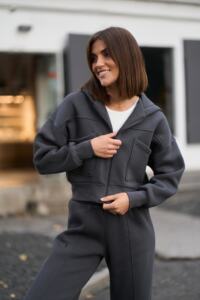 Теплий жіночий костюм з палаццо SOPHIA Графіт - Зображення 7