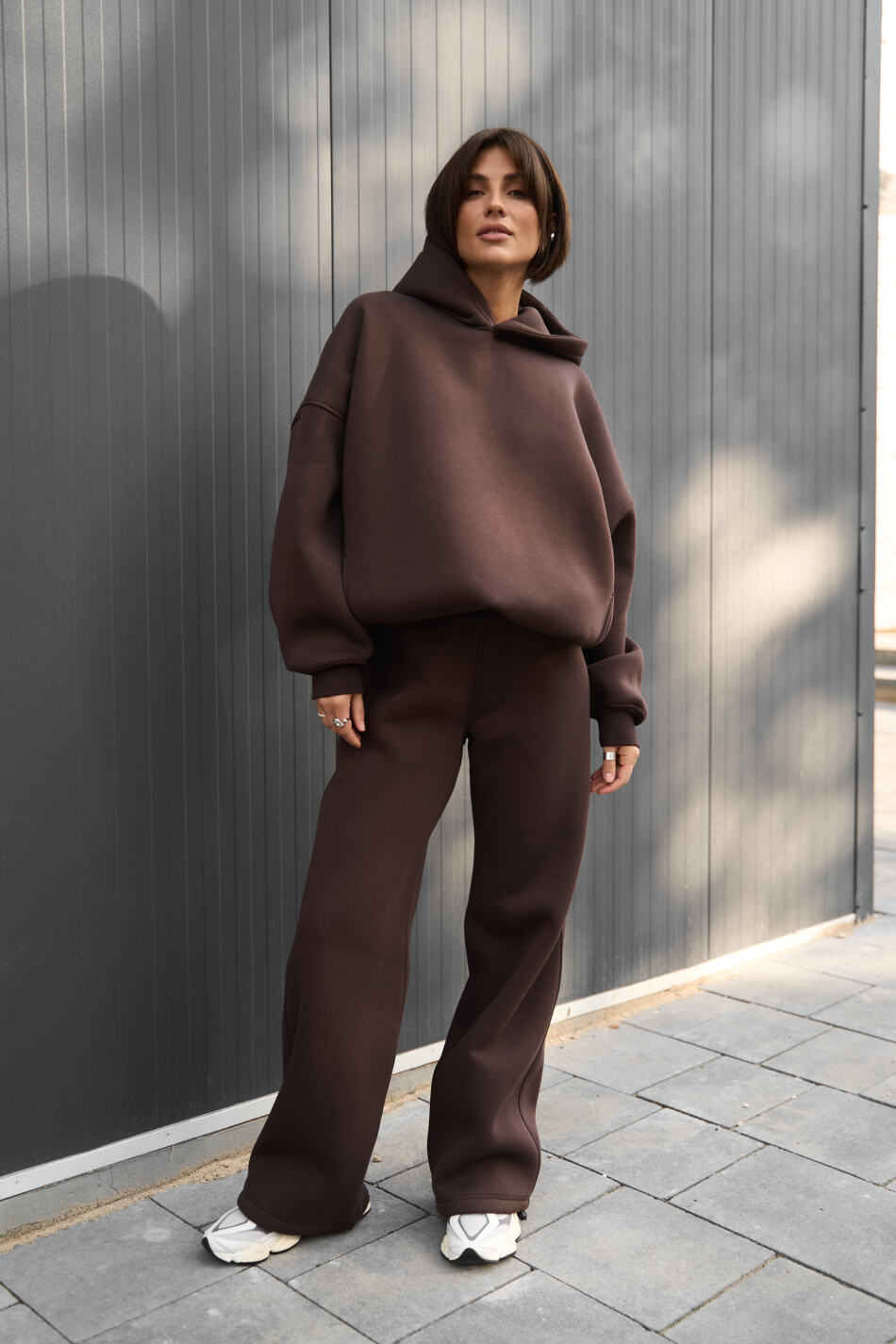 Теплий жіночий Oversize костюм від Fanme, з трьохнитки на флісі Шоколадний - Зображення 2