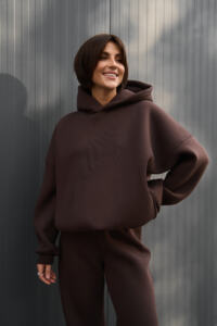 Теплий жіночий Oversize костюм від Fanme, з трьохнитки на флісі Шоколадний - Зображення 3