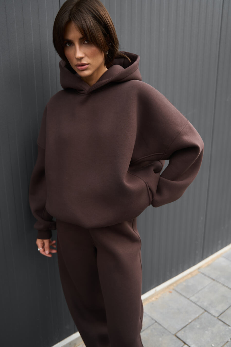 Теплий жіночий Oversize костюм від Fanme, з трьохнитки на флісі Шоколадний - Зображення 7