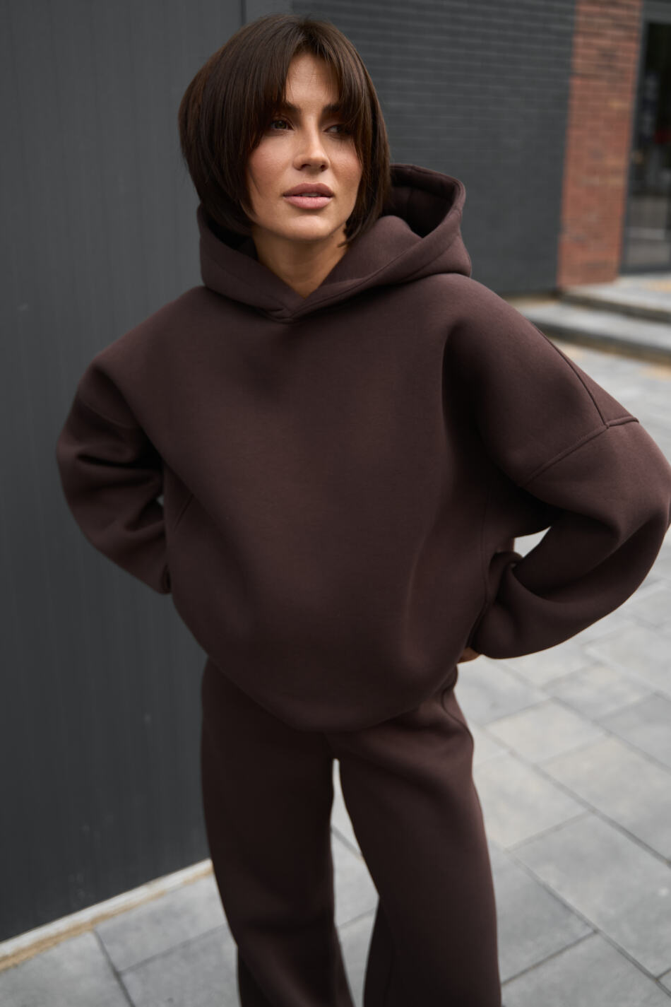 Теплий жіночий Oversize костюм від Fanme, з трьохнитки на флісі Шоколадний - Зображення 18