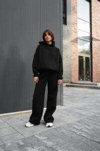 Теплий жіночий Oversize костюм від Fanme, з трьохнитки на флісі Чорний - Зображення 2