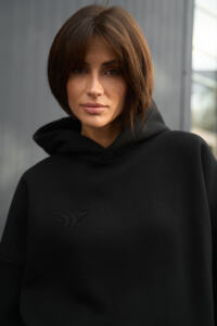 Теплий жіночий Oversize костюм від Fanme, з трьохнитки на флісі Чорний - Зображення 5