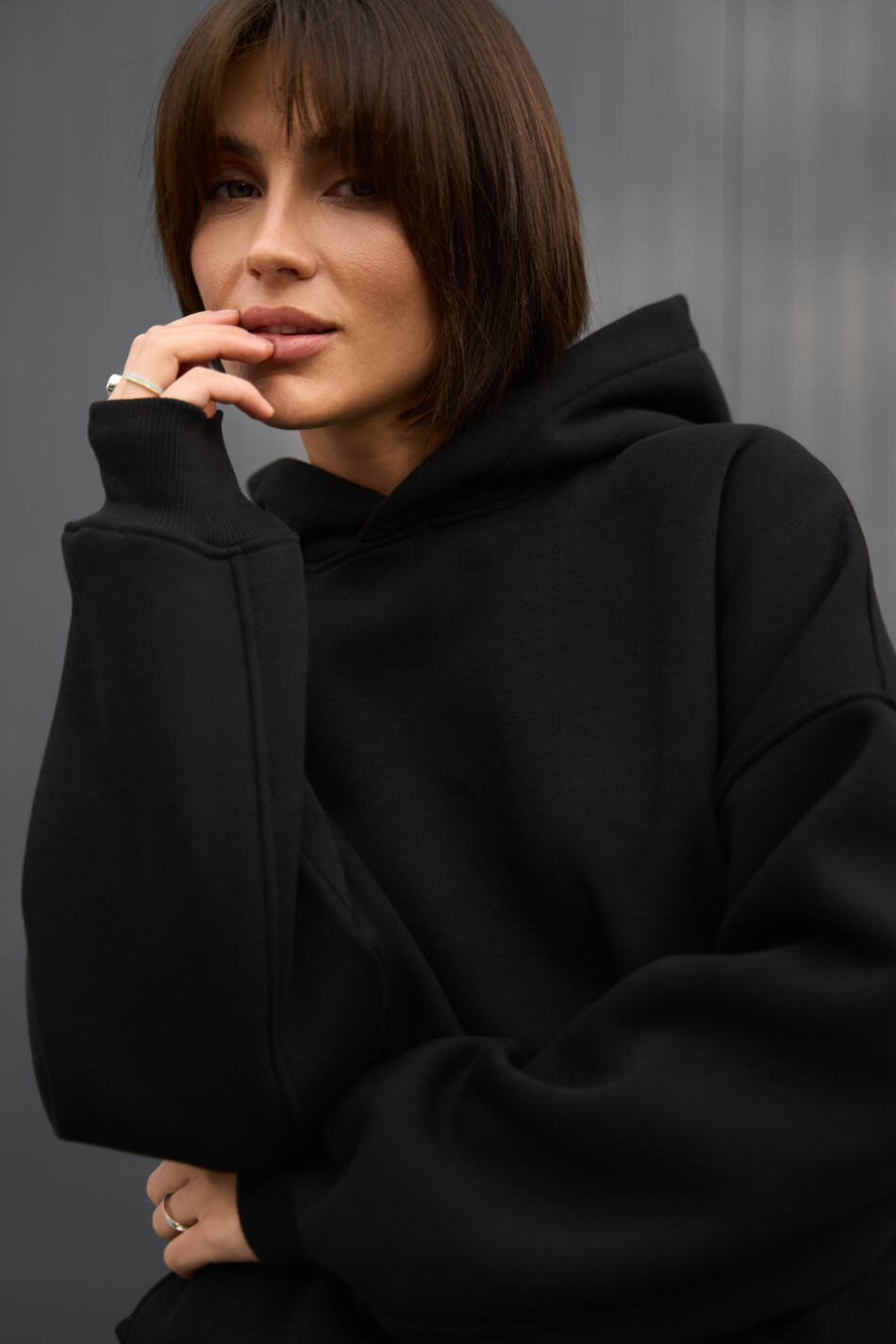 Теплий жіночий Oversize костюм від Fanme, з трьохнитки на флісі Чорний - Зображення 17