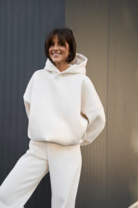 Теплий жіночий Oversize костюм від Fanme, з трьохнитки на флісі Айворі - Зображення 3
