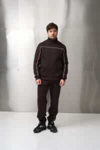 Теплий чоловічий костюм зі стойкою Outline Шоколадний - Зображення 2