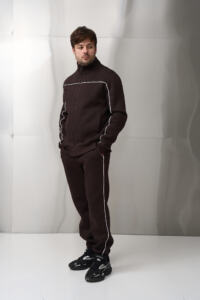 Теплий чоловічий костюм зі стойкою Outline Шоколадний