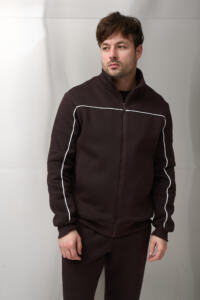 Теплий чоловічий костюм зі стойкою Outline Шоколадний - Зображення 5