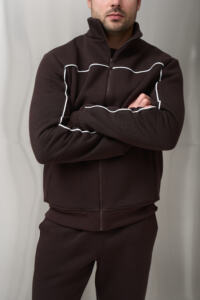 Теплий чоловічий костюм зі стойкою Outline Шоколадний - Зображення 6