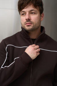 Теплий чоловічий костюм зі стойкою Outline Шоколадний - Зображення 7