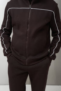 Теплий чоловічий костюм зі стойкою Outline Шоколадний - Зображення 8