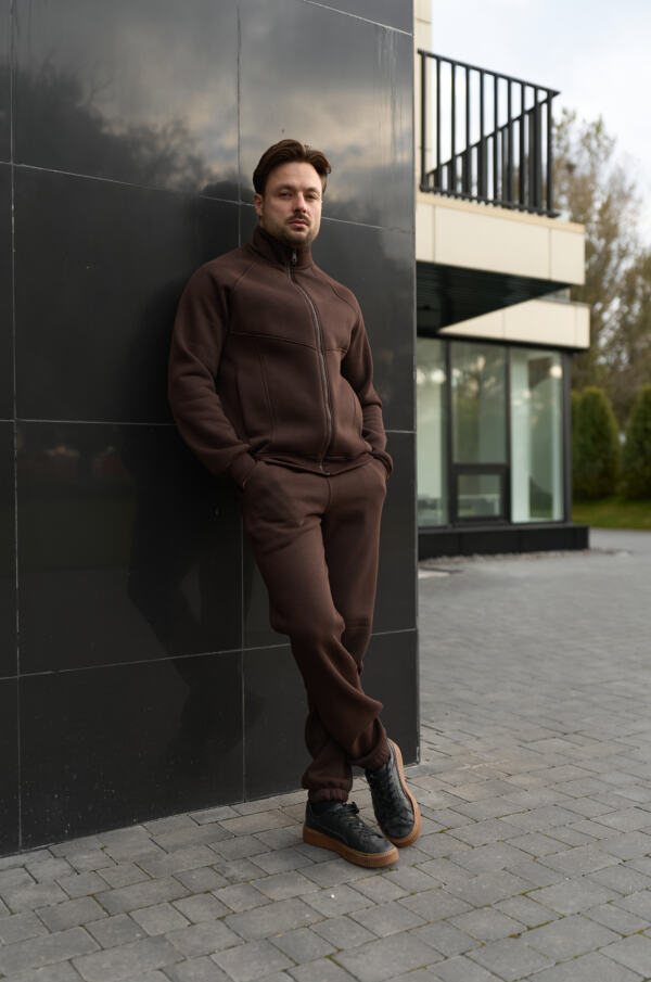 Теплий чоловічий костюм зі стойкою Maverick Шоколадний