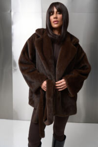 Шубка з екохутра (норка) Fierra Шоколадна - Зображення 2