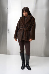 Шубка з екохутра (норка) Fierra Шоколадна - Зображення 7