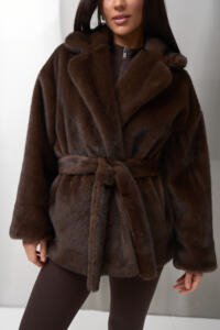 Шубка з екохутра (норка) Fierra Шоколадна - Зображення 8