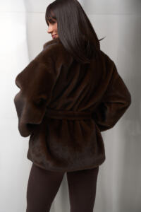 Шубка з екохутра (норка) Fierra Шоколадна - Зображення 12