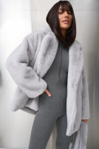 Шубка з екохутра (норка) Fierra Сіра - Зображення 2