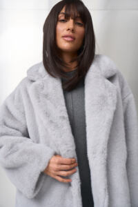 Шубка з екохутра (норка) Fierra Сіра - Зображення 3