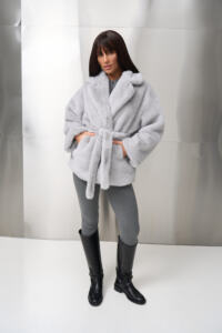 Шубка з екохутра (норка) Fierra Сіра - Зображення 7