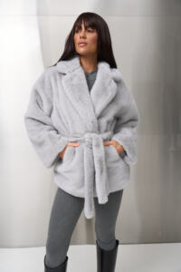 Шубка з екохутра (норка) Fierra Сіра - Зображення 8