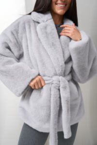 Шубка з екохутра (норка) Fierra Сіра - Зображення 10