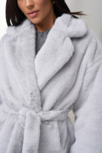 Шубка з екохутра (норка) Fierra Сіра - Зображення 11