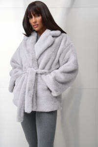 Шубка з екохутра (норка) Fierra Сіра - Зображення 13