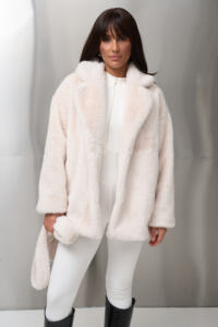 Шубка з екохутра (норка) Fierra Молочна - Зображення 4