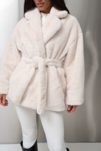 Шубка з екохутра (норка) Fierra Молочна - Зображення 6