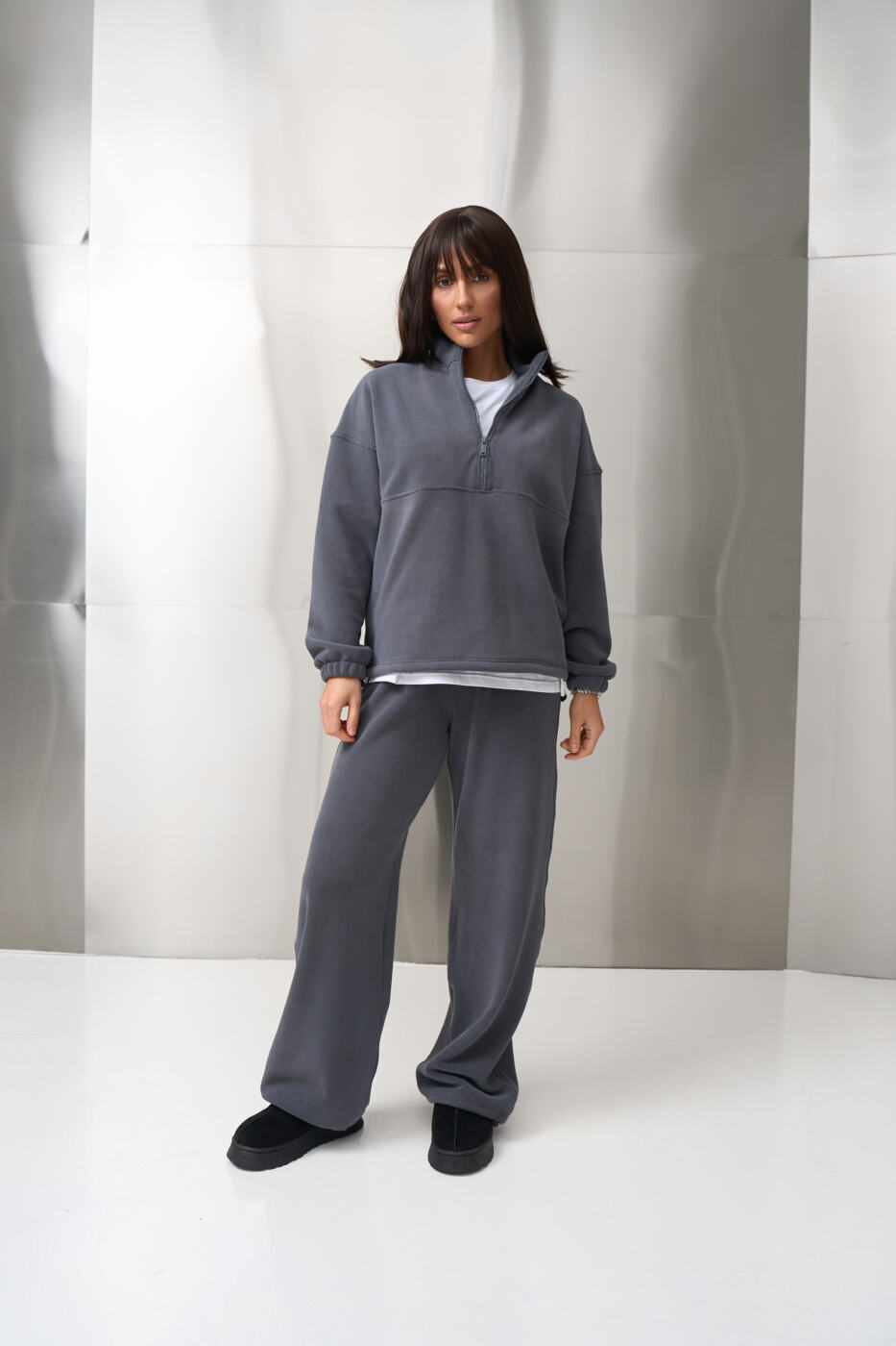 1AK09977 Теплий жіночий костюм на флісі Narena Fleece Графіт - Зображення 1