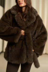 Шубка з екохутра (писец) Fierra Шоколадна - Зображення 10