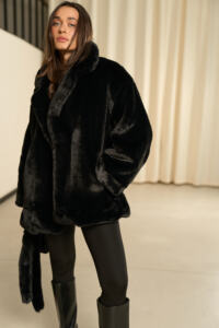 Шубка з екохутра (норка) Fierra Чорна - Зображення 4