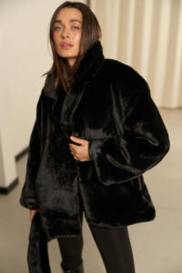 Шубка з екохутра (норка) Fierra Чорна - Зображення 7